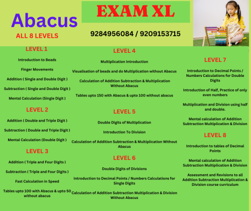 EXAM XL Abacus Vedic Maths Classes Abacus Full Course